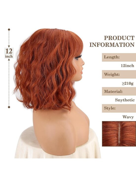 Women\'s Orange Wavy Heat-Resistant Synthetic Short Curly Ginger Wig main image 4